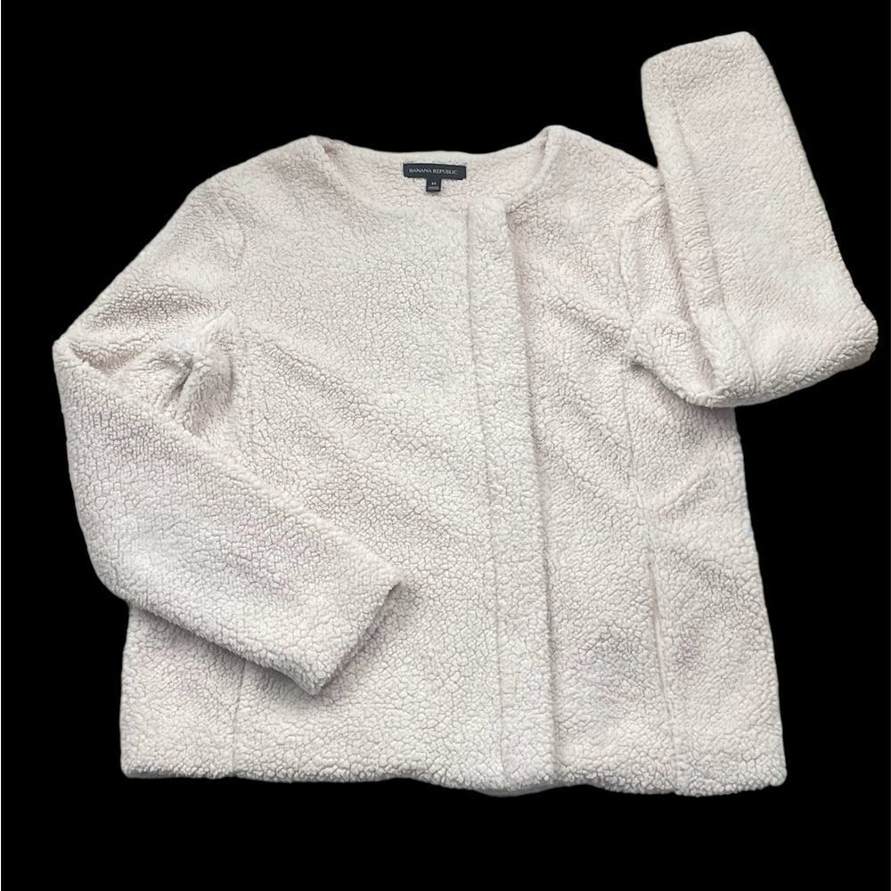 Banana Republic Women`s Teddy Sherpa Lined Warm  Side Zip Jacket Ivory Size M